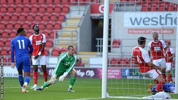 Josh Murphy peels away after scoring for Cardiff City against Rotherham