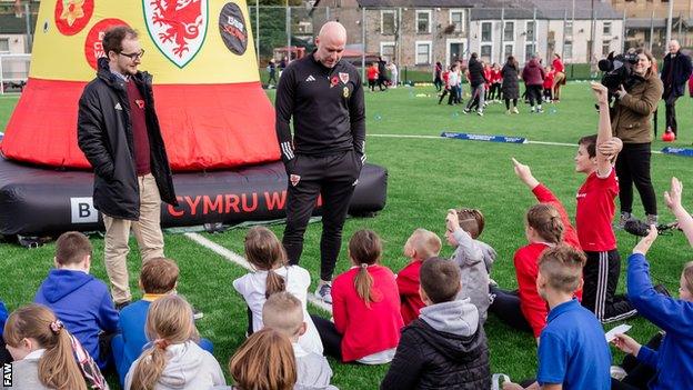 Robert Page takes questions from pupils