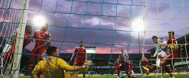 Charlie Austin scores against West Brom last season