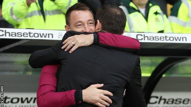 There was a hug for old Chelsea team-mates John Terry, now Villa's assistant coach, and Frank Lampard, the derby manager, ahead of Saturday's game