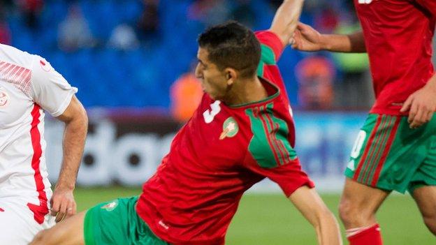 Jawad el Yamiq in action for Morocco