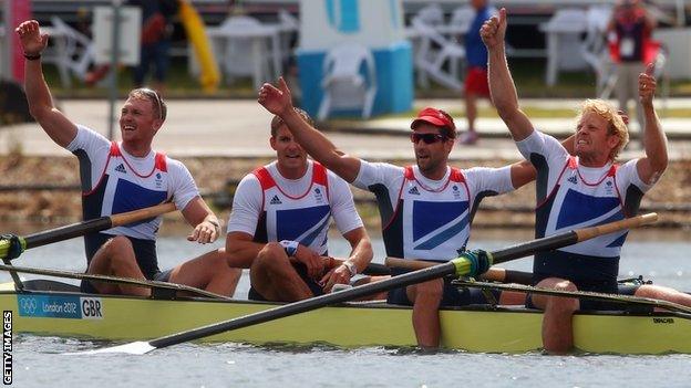 Alex Gregory (left) wins Olympic gold