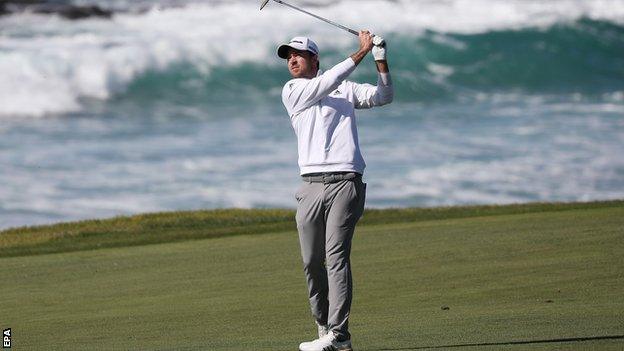 Nick Taylor in the final round at Pebble Beach