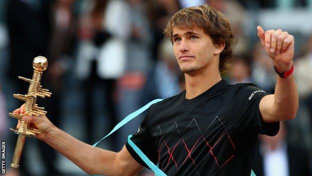 Alexander Zverev celebrates Madrid win