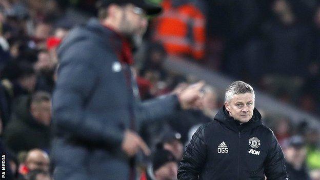 Ole Gunnar Solskjaer and Jurgen Klopp at Anfield