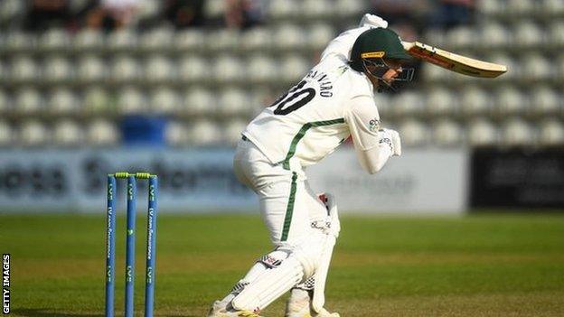 England Lions all-rounder Ed Barnard followed his 90 by taking one of the three Derbyshire evening wickets