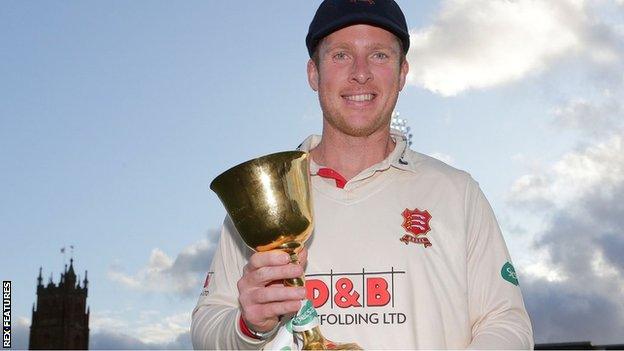 Simon Harmer with the County Championship trophy