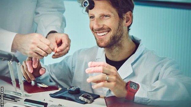 Romain Grosjean visits a watch factory