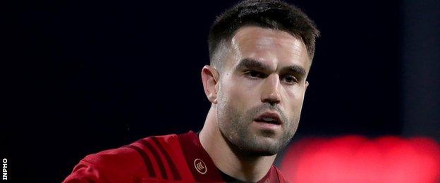 Munster's Conor Murray with a large bump on his forehead