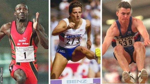 Linford Christie, Sally Gunnell and Jonathan Edwards