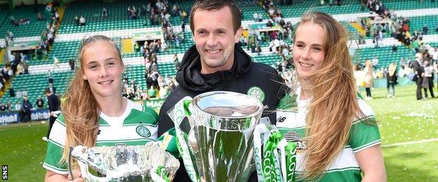 Ronny Deila and his two daughters and the Premiership title