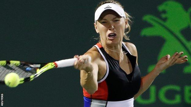 Caroline Wozniacki during defeat by Monica Puig