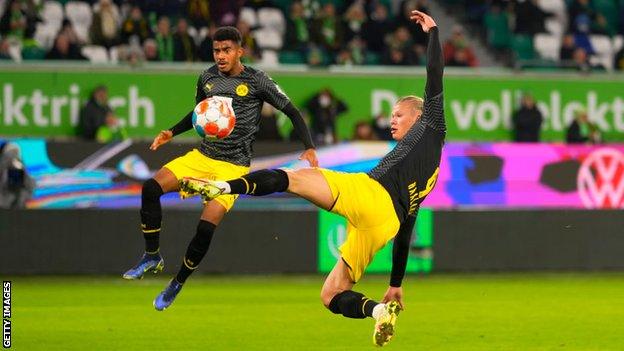 Erling Braut Haaland scores for Dortmund