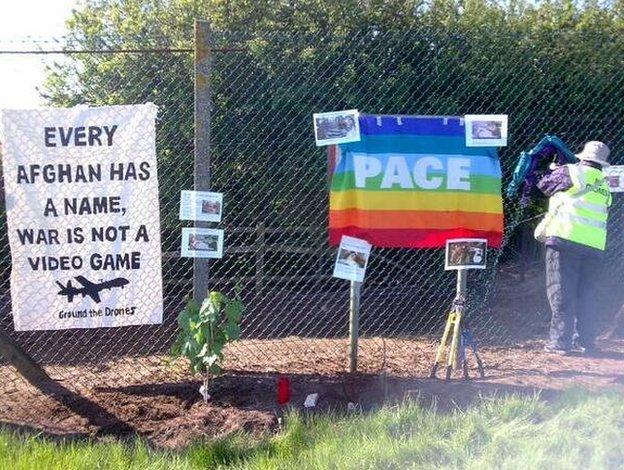 Banner outside RAF Waddington