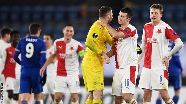 Slavia Prague were 2-0 winners away to Leicester City in the round of 32