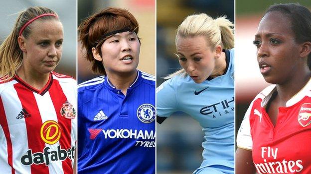 Beth Mead, Ji So-Yun, Toni Duggan and Dan Carter (right)