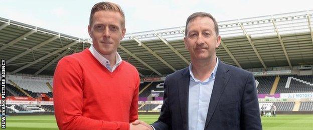 Swansea manager Garry Monk and chairman Huw Jenkins