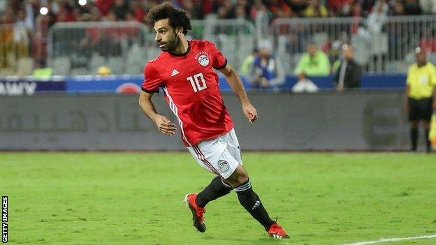 Mohamed Salah in action for Egypt