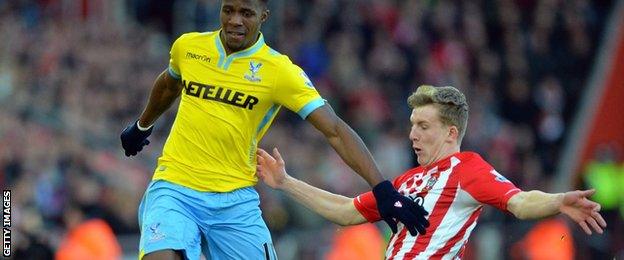 Crystal Palace's Wilfried Zaha and Southampton's Matt Targett