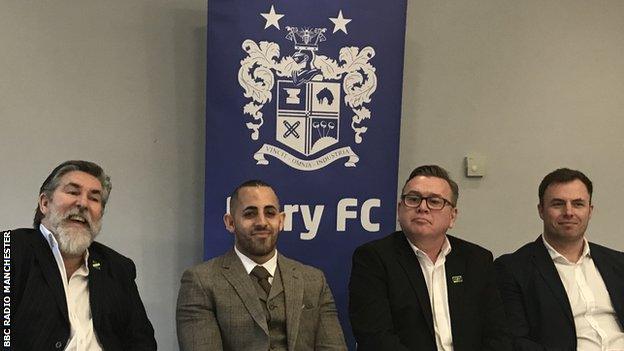 Steve Dale (left) was presented to the media on Thursday following his takeover of Bury Football Club