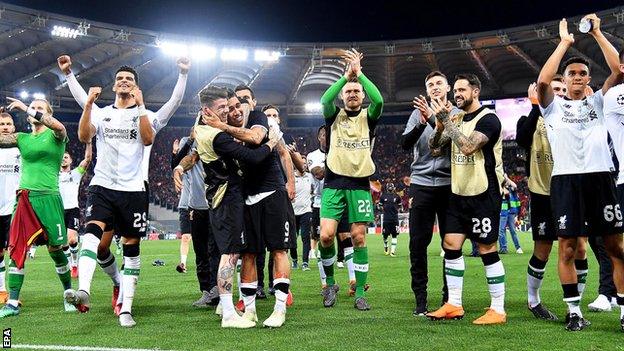 Liverpool celebrate at Roma