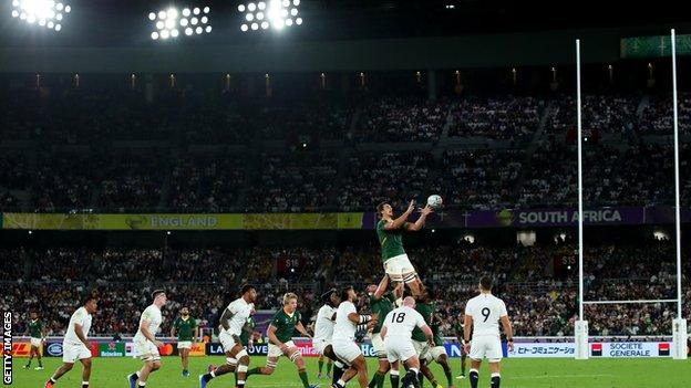 The Rugby World Cup final in 2019 between England and South Africa