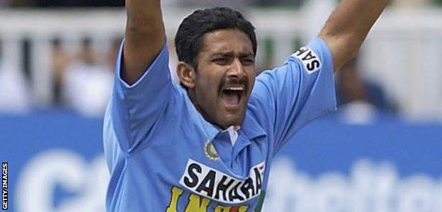 Anil Kumble appeals for a wicket