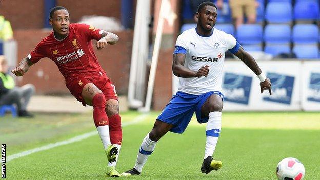 Nathaniel Clyne playing for Liverpool against Tranmere