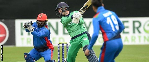 Afghanistan wicketkeeper Mohammad Shahzad and Ireland batsman George Dockrell