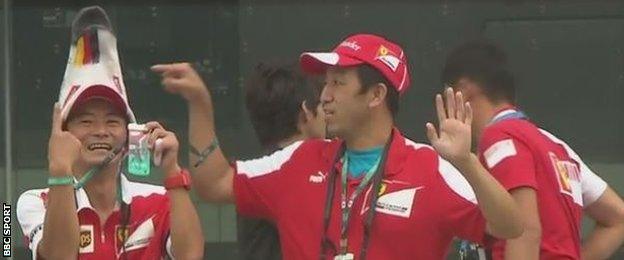 Japanese fans at the Japanese grand prix