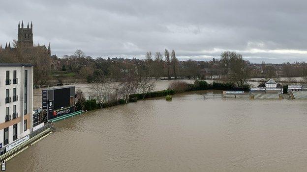 Worcestershire's ground at New Road, home to County Championship cricket there since 1899, is situated right next to the flooded River Severn