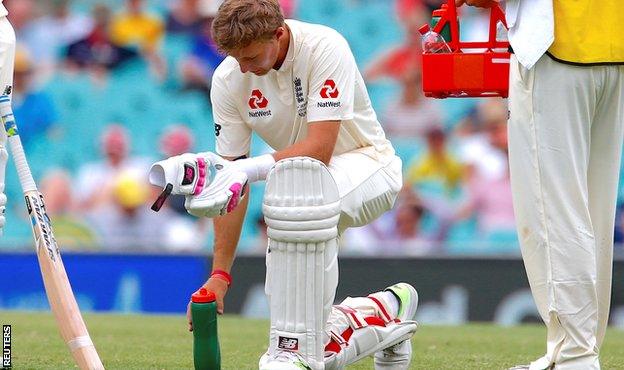 England captain Joe Root during a drinks break