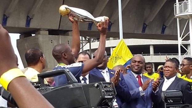 Mamelodi Sundowns with the African Champions League trophy