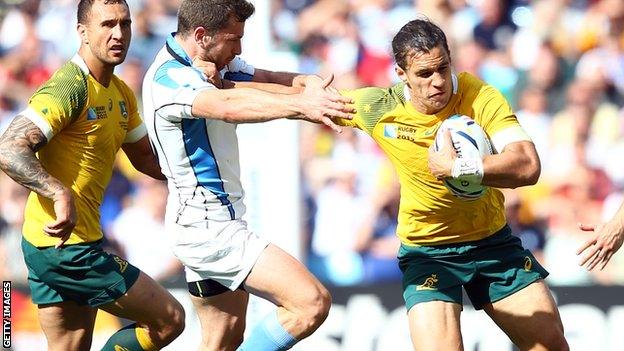 Australia playing Uruguay at the Rugby World Cup