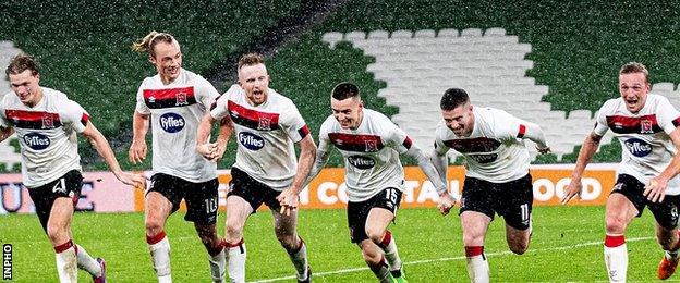 Dundalk celebrate their win at the final whistle