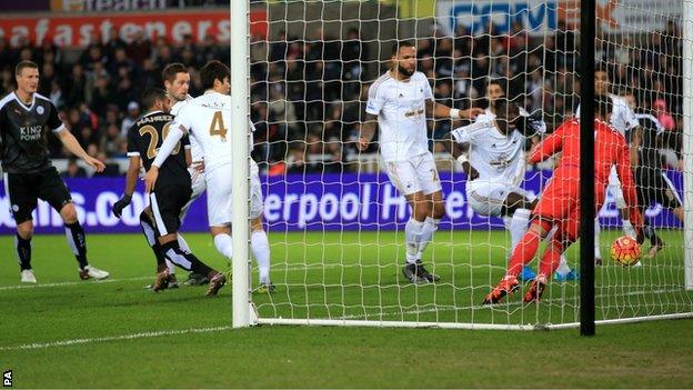 Riyad Mahrez scores for Leicester