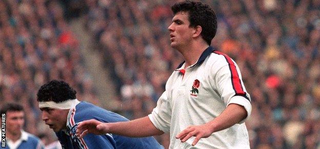 Martin Johnson making his debut against France