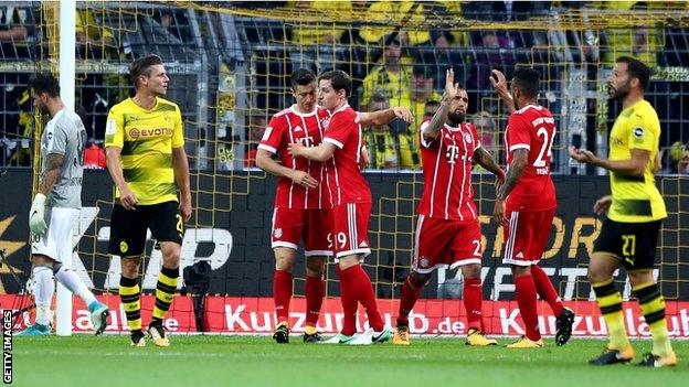 Bayern Munich against Borussia Dortmund in the German Super Cup