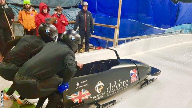 Brad Hall and Nick Gleeson in their new sled