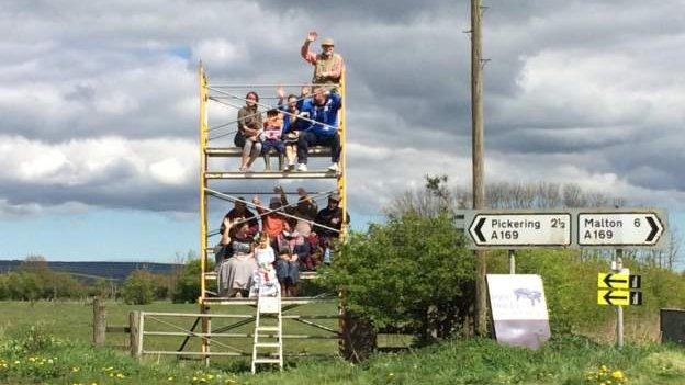 Spectators watching the Tour de Yorkshire