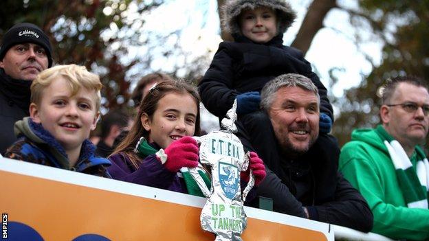 Leatherhead fans during the FA Cup first round