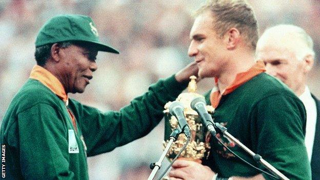 Nelson Mandela and Francois Pienaar