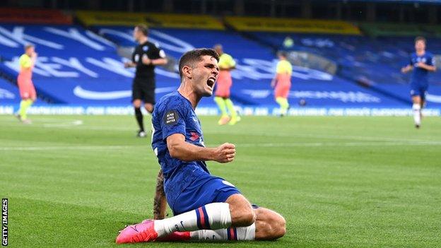 Chelsea's Christian Pulisic celebrates scoring