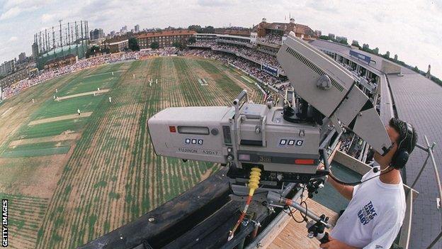 BBC cameraman at at The Oval Cricket Ground