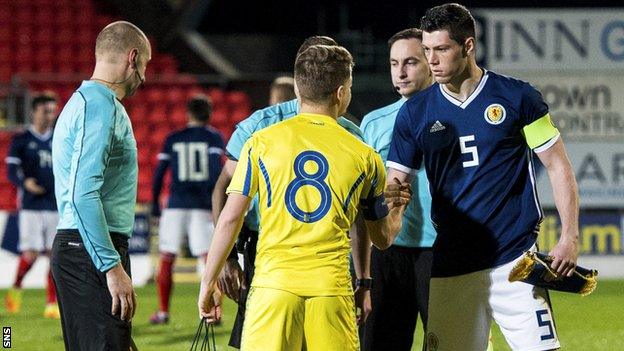 Scotland under-21 captain Scott McKenna against Ukraine under-21s