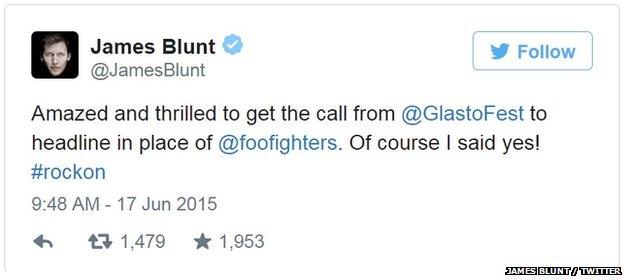 James Blunt tweet