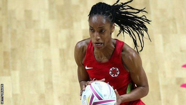 England defender Layla Guscoth in action on the court