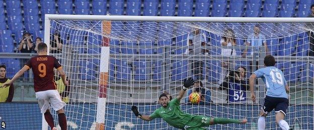 Edin Dzeko in action for Roma