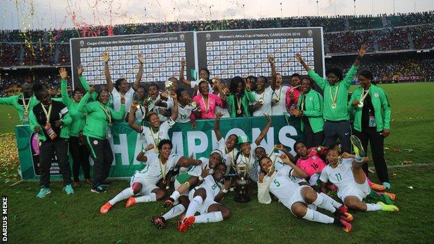 Nigeria celebrate winning the Women's Africa Cup of Nations