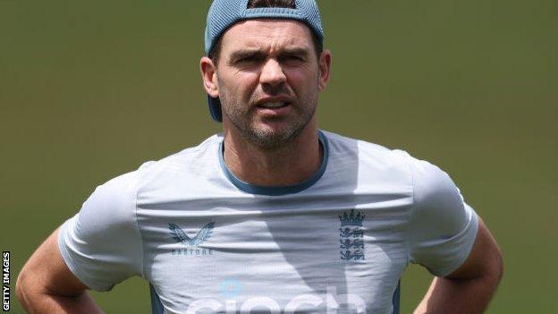 England fast bowler James Anderson in training